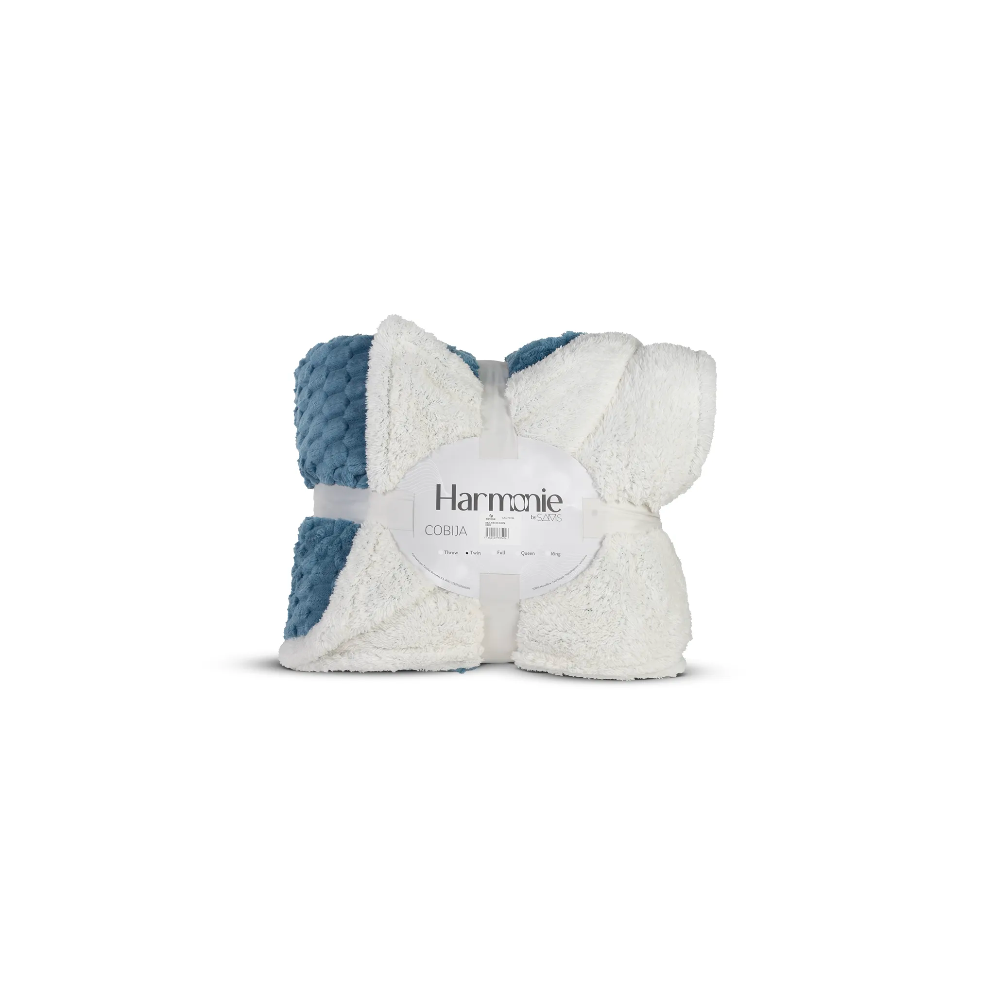 COBIJA NUBE CON SHERPA AZUL PIEDRA